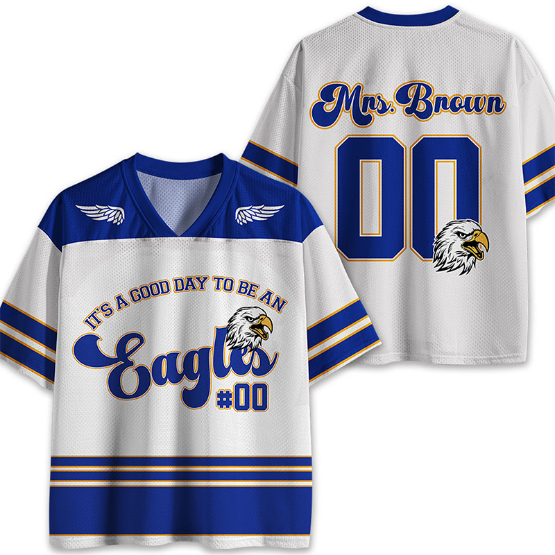Personalized Retro Rings And Mascot Teacher Mesh Jersey