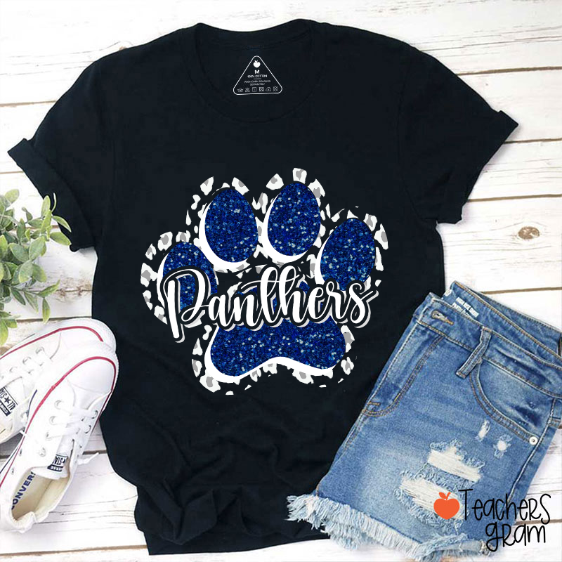 Personalized Mascot Glitter Paw Teacher T-Shirt