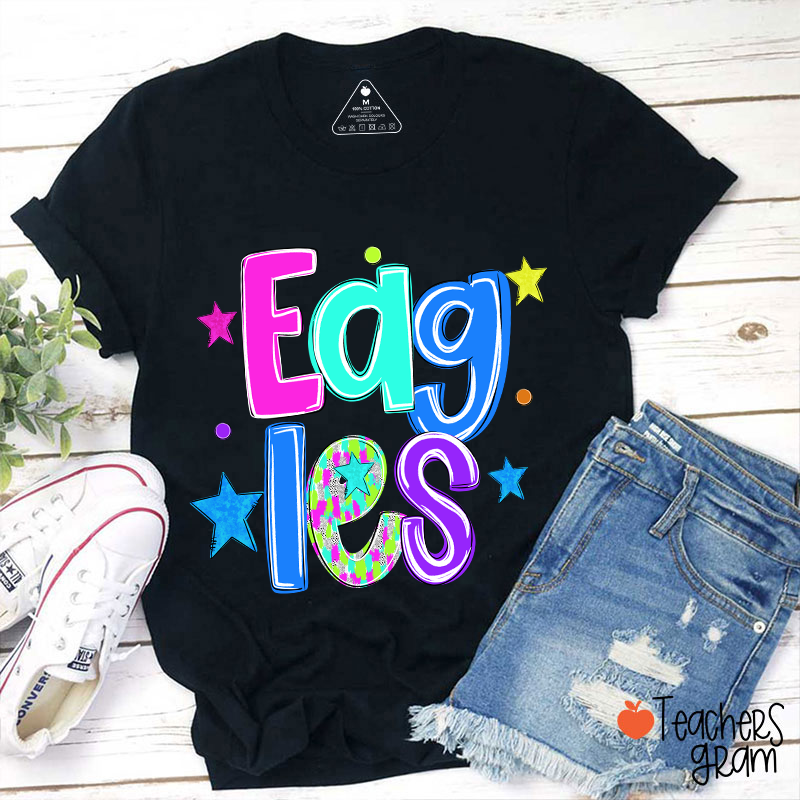 Personalized Mascot Colorful Font Sart Polka Dots Teacher T-Shirt