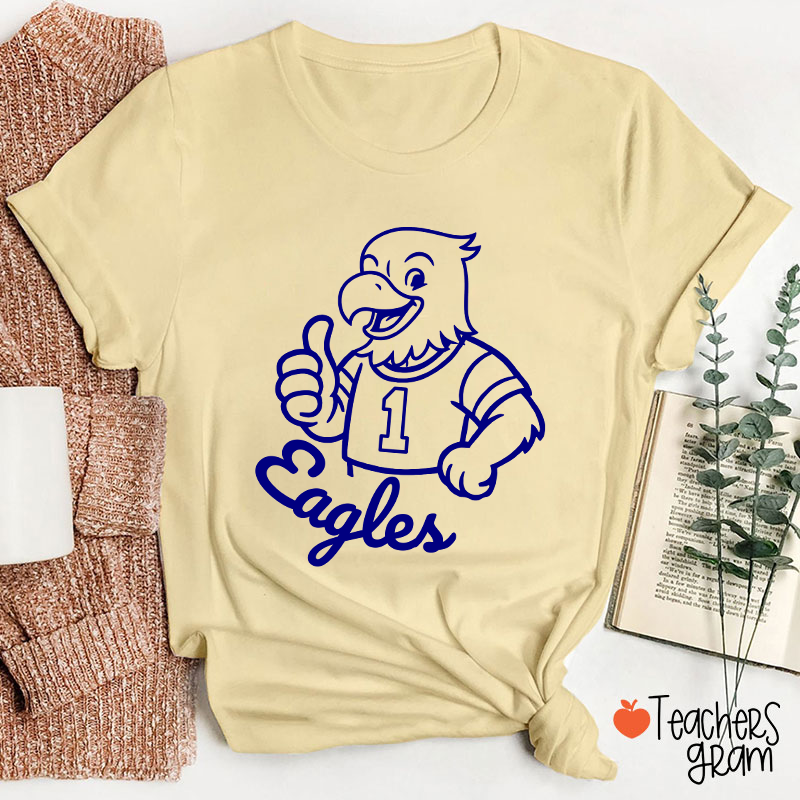 Personalized Cute Mascot And Your Number School Spirit Teacher T-Shirt