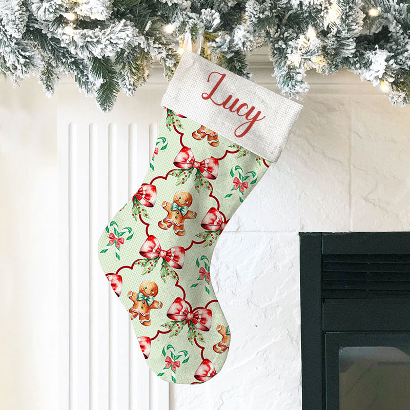 Personalized Gingerbread Man And Christmas Teacher Stocking