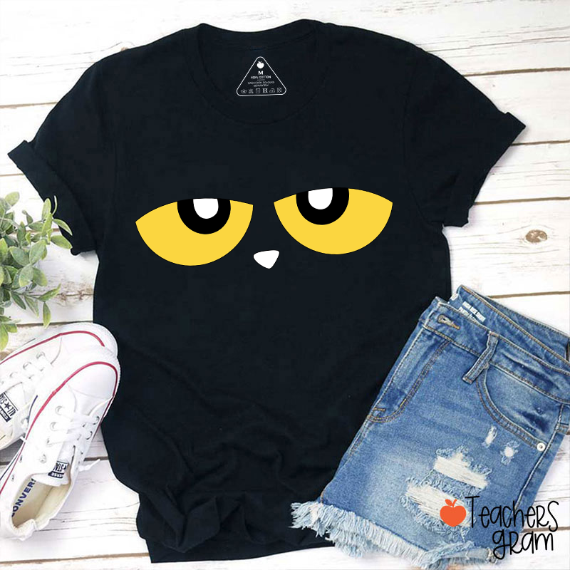 Cute Cartoon Blue Cat Eyes Teacher T-Shirt