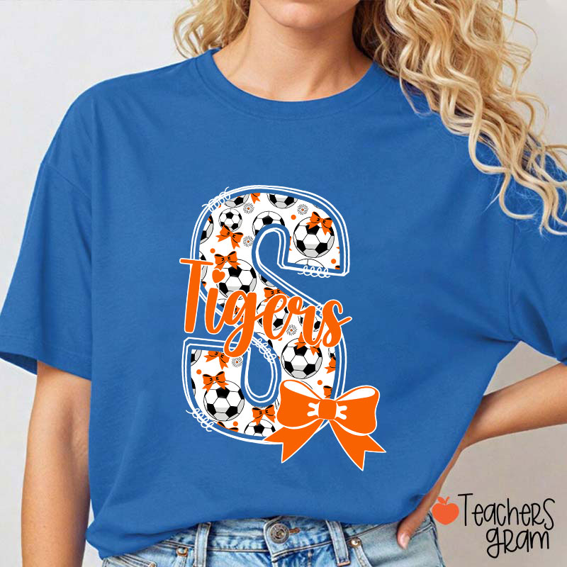 Personalized Mascot And Sport Initials Bow Teacher T-Shirt