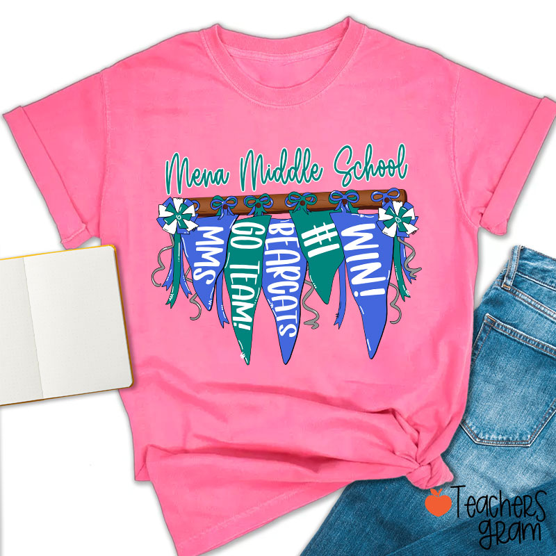 Personalized Mascot Pennant Banner Flag Teacher T-Shirt