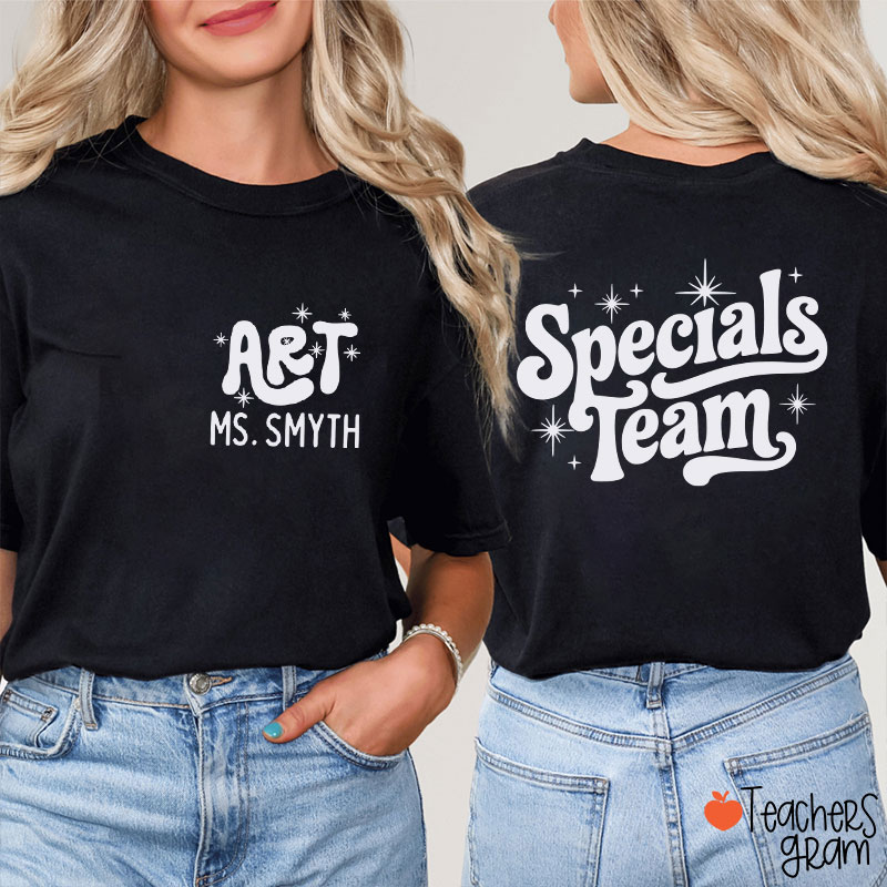Personalized Suject And Name Specials Team Teacher Two Sided T-Shirt