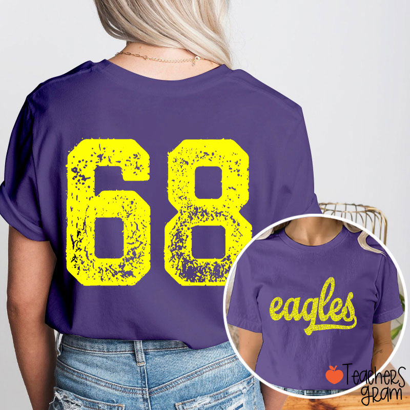 Personalized Mascot Comfort Colors Distressed Teacher Two Sided T-Shirt