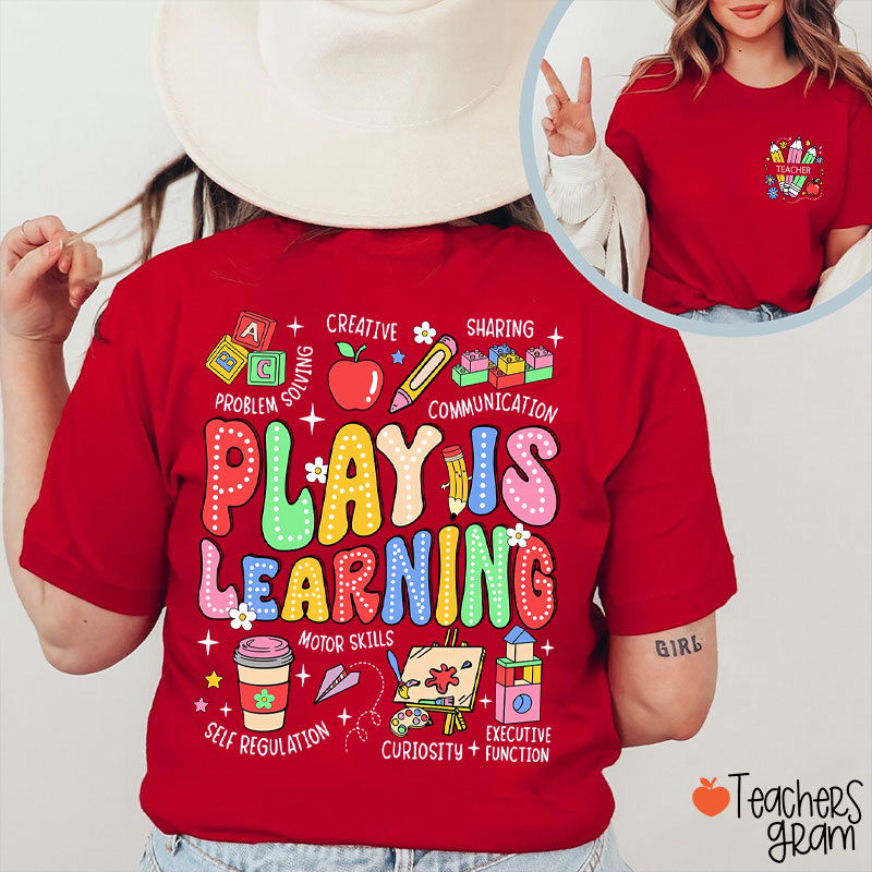 Personalized Text Play Is Learning Teacher Two Sided T-Shirt