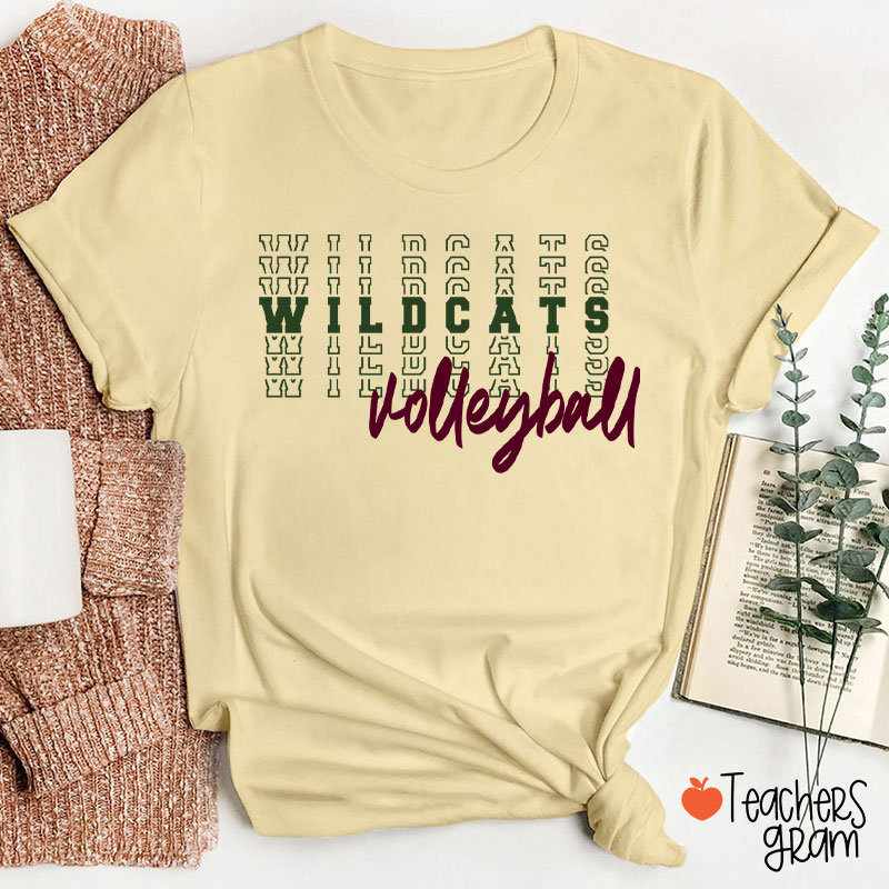 Personalized Mascot Text Stacking Teacher T-Shirt