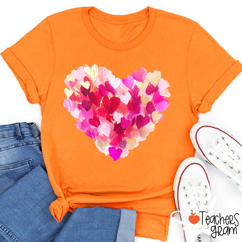 Oil Painting Heart Valentine Teacher T-Shirt