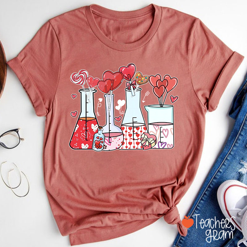 Love Valentine Science Teacher T-Shirt
