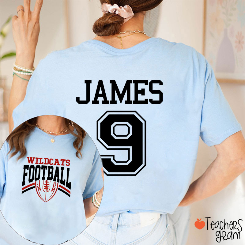 Personalized Mascot Football Game Day Teacher Two Sided T-Shirt