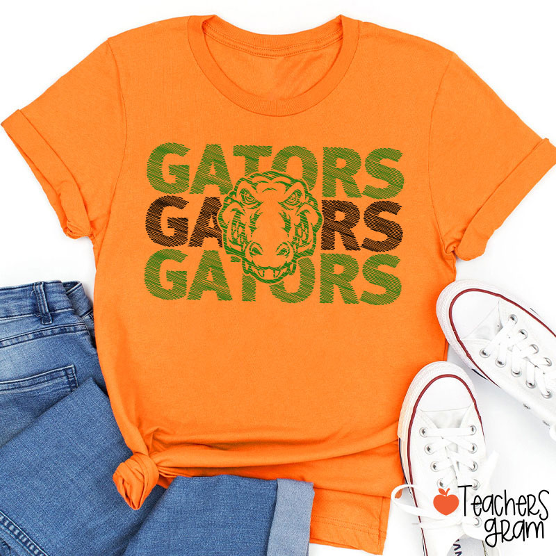 Personalized Mascot School Spirit Sketch Brushstrokes Teacher T-Shirt