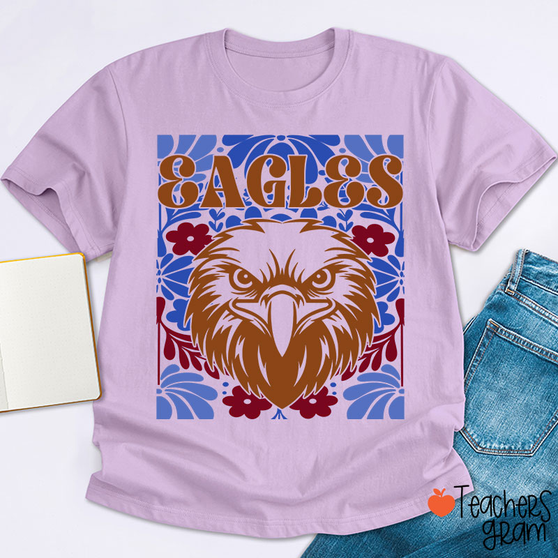 Personalized Mascot Floral School Spirit Game Day Teacher T-Shirt