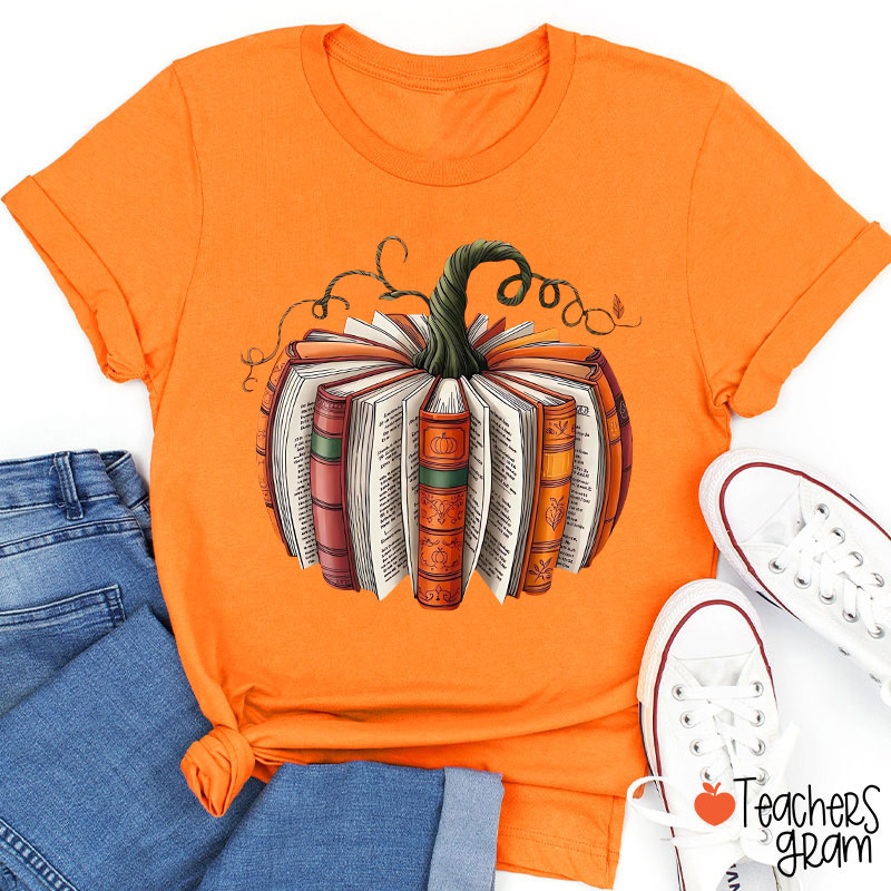 Pumpkin Book Teacher T-Shirt
