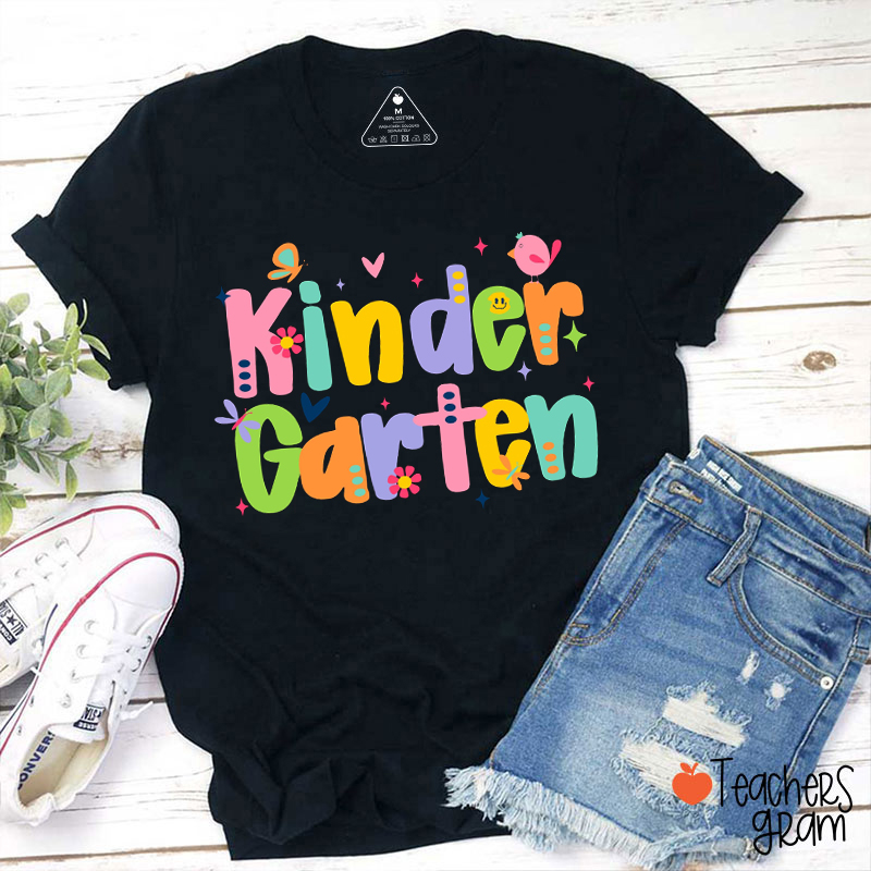 Personalized Grade Flowers Birds Butterflies Teacher T-Shirt
