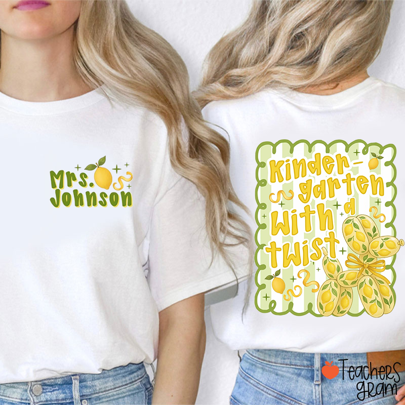 Personalized My Grade With Twist Teacher Two Sided T-Shirt