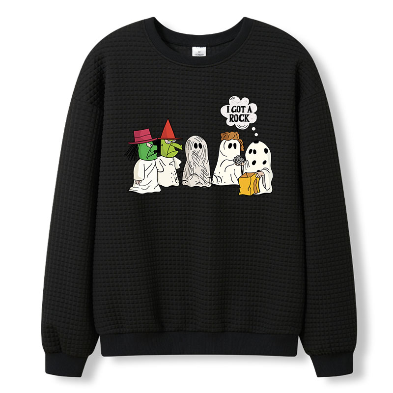 Halloween Cartoon Characters Funny Teacher Waffle Knit Sweatshirt