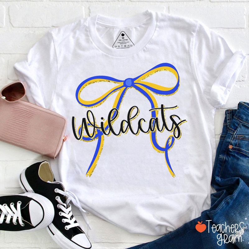 Personalized Mascot Coquette Bow Teacher T-Shirt