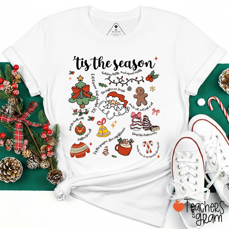 Tis The Season Holiday Lights And Equal Rights Teacher T-Shirt