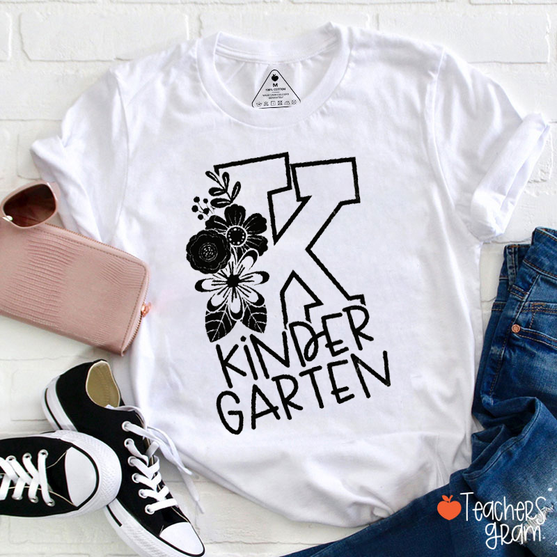 Personalized Grade Initials Flowers Teacher T-Shirt