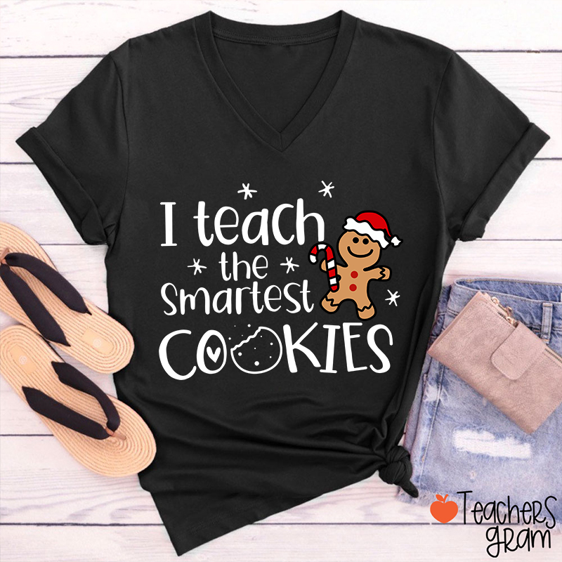 Christmas I Teach The Smartest Cookies Female V-Neck T-Shirt
