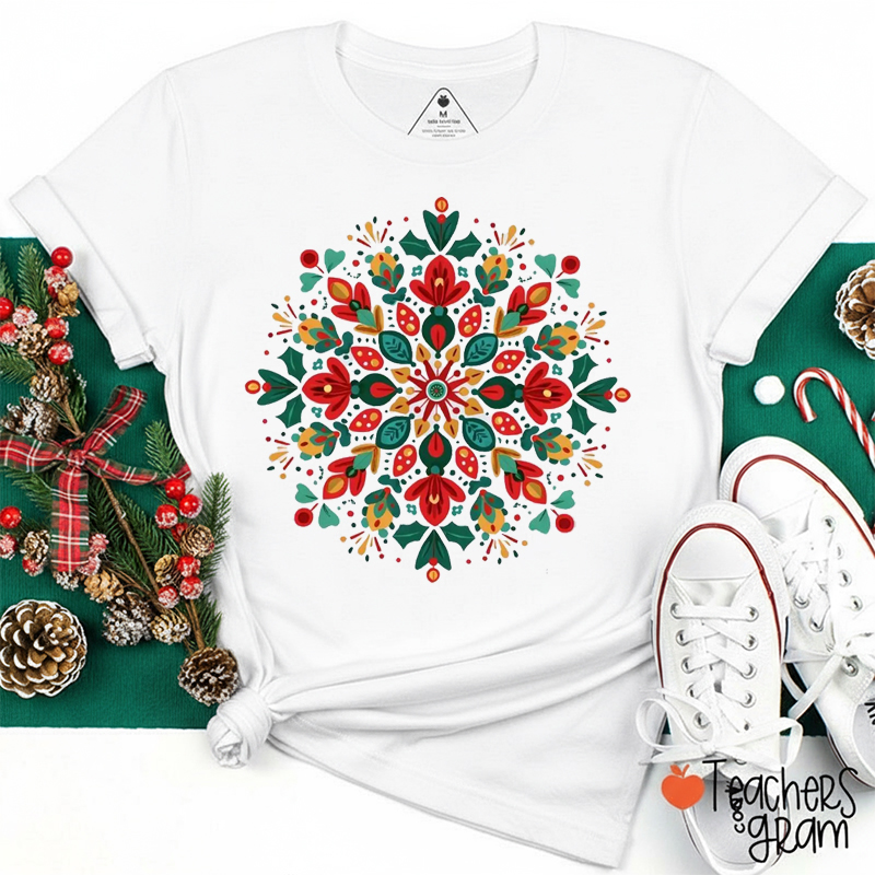 Christmas Mandala Teacher T-Shirt