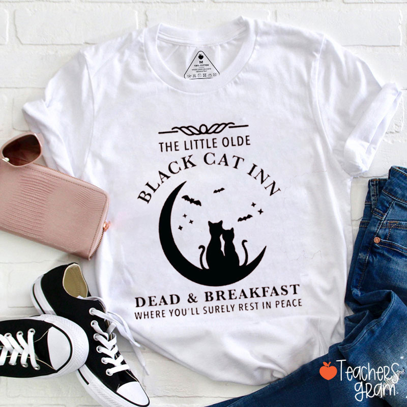 Black Cat Inn Halloween Teacher T-Shirt