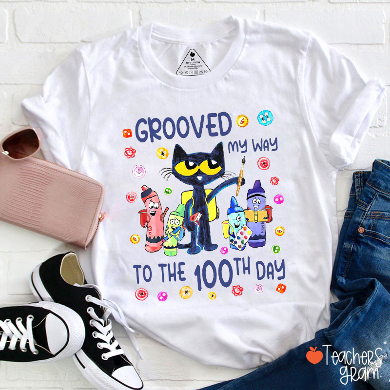 Grooved My Way To The 100th Day Teacher T-Shirt