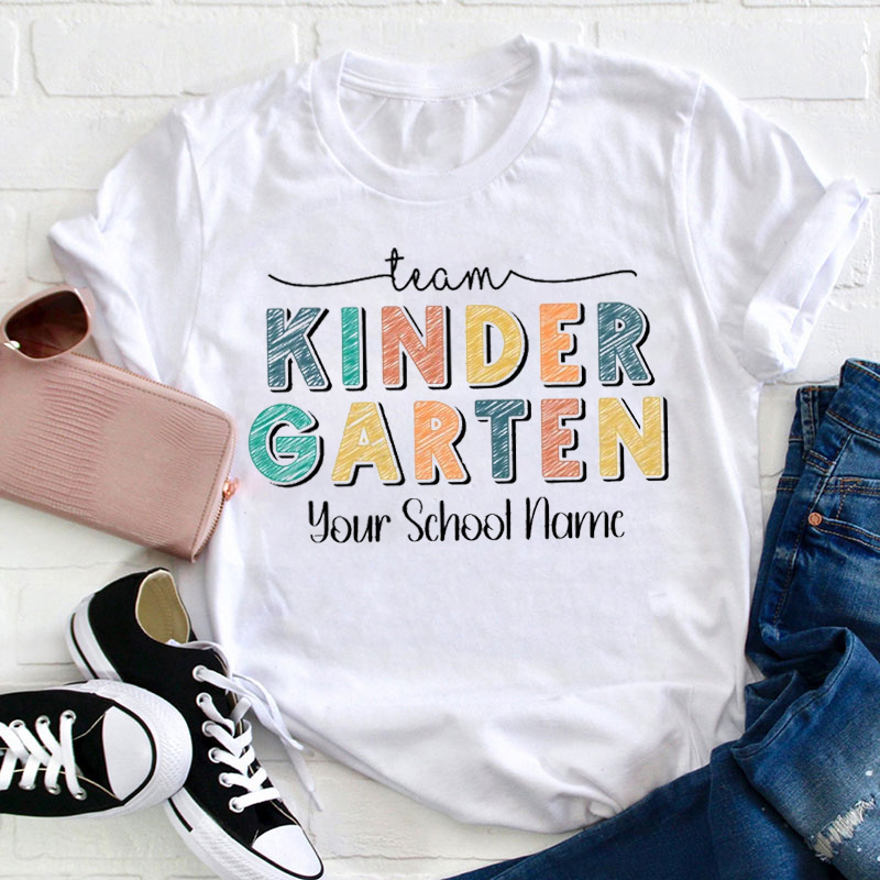 Personalized Colorful Pencil Stroke Letter Design Teacher T-Shirt
