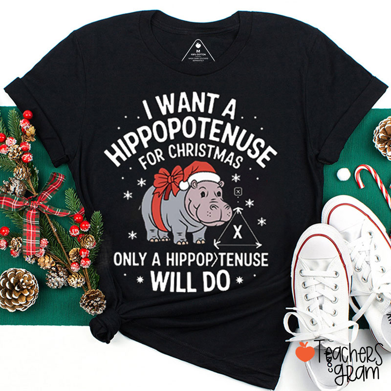 I Want A Hippopotamus For Christmas Teacher T-Shirt
