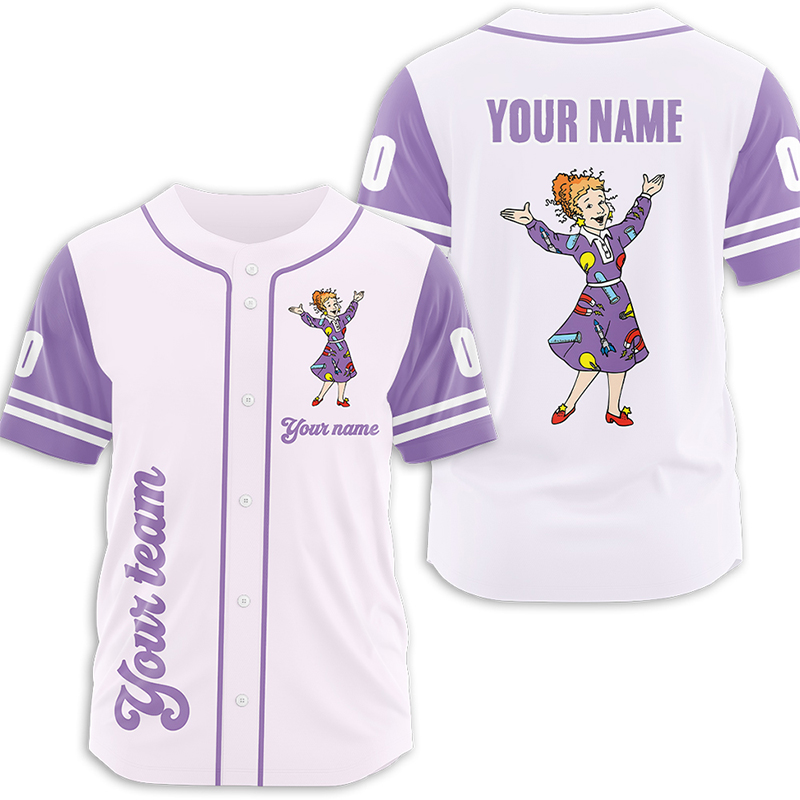 Personalized Name And Number Cartoon Character Teacher Baseball Jersey
