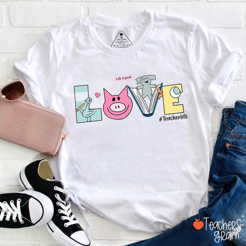 Personalized Hashtag Love Life Is Good Teacher T-Shirt