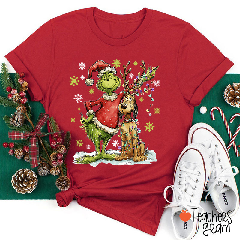 Green Guy And Dog Teacher T-Shirt