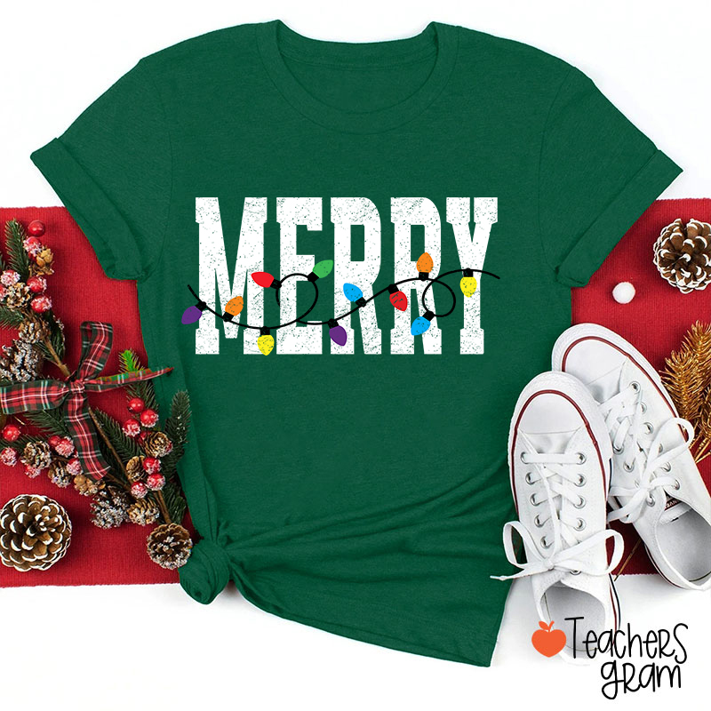 Merry Christmas Lights Teacher T-Shirt