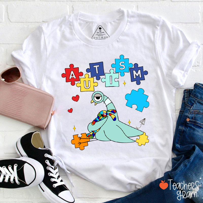 Autism Puzzle Pigeon Teacher T-Shirt