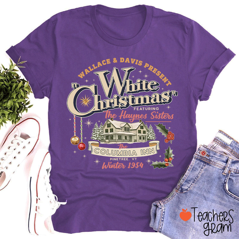 White Christmas Teacher T-Shirt