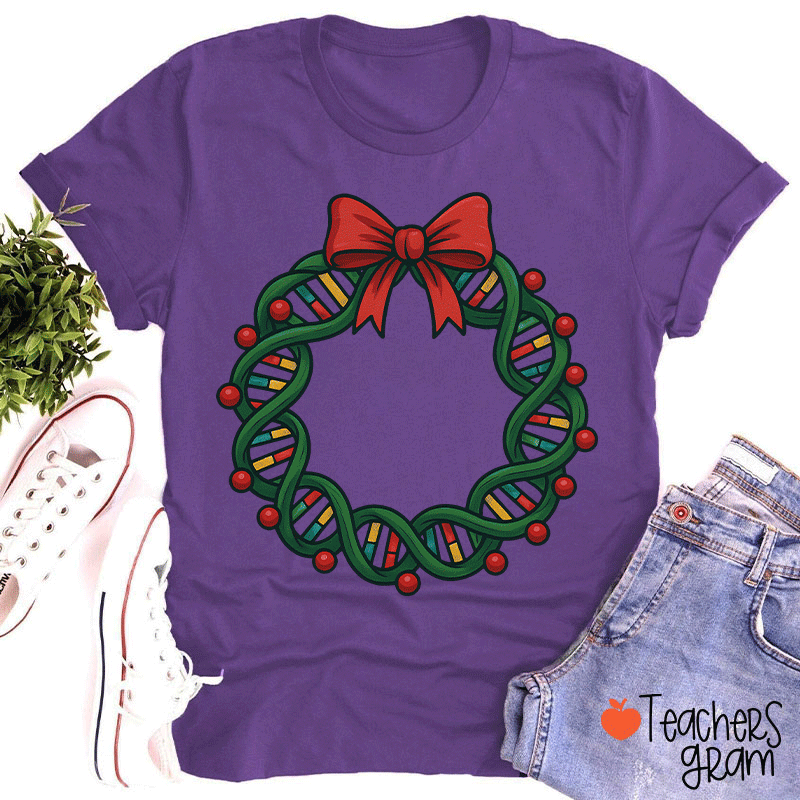 DNA Double Helix Christmas Teacher T-Shirt
