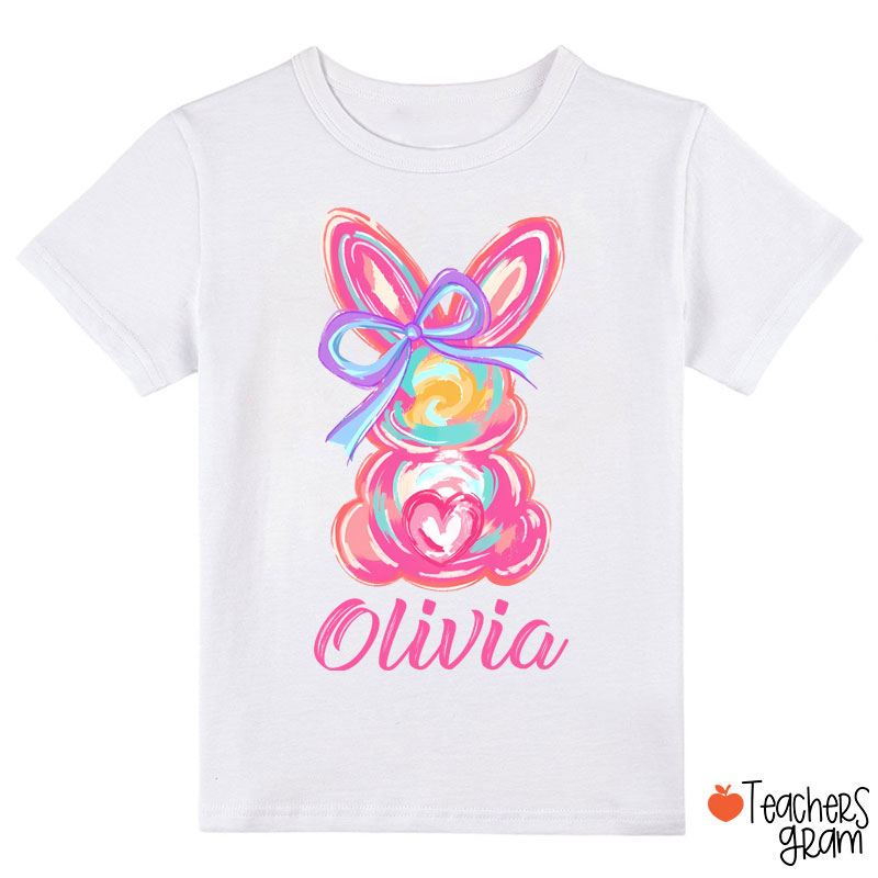 Personalized Name Watercolor Bunny Easter Class T-Shirt