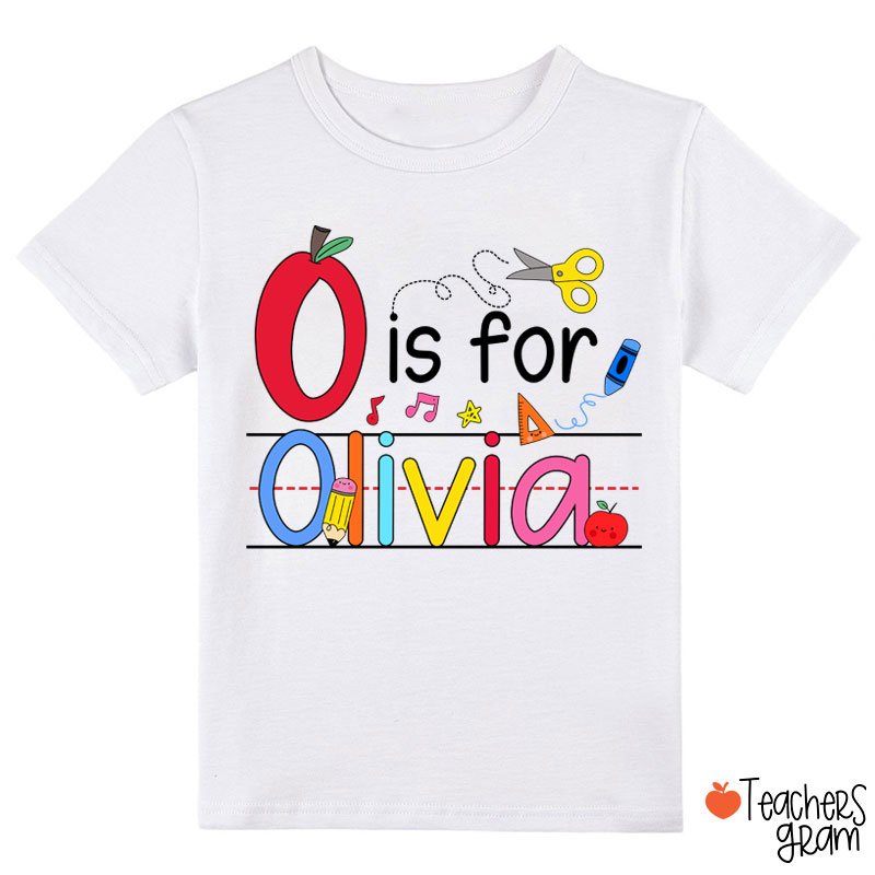 Personalized Name Apple Pencil School Stuff Class T-Shirt