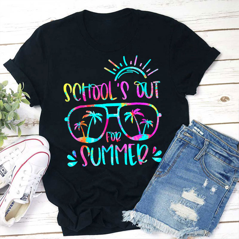 Tie Dye Style School's Out For Summer Teacher T-Shirt