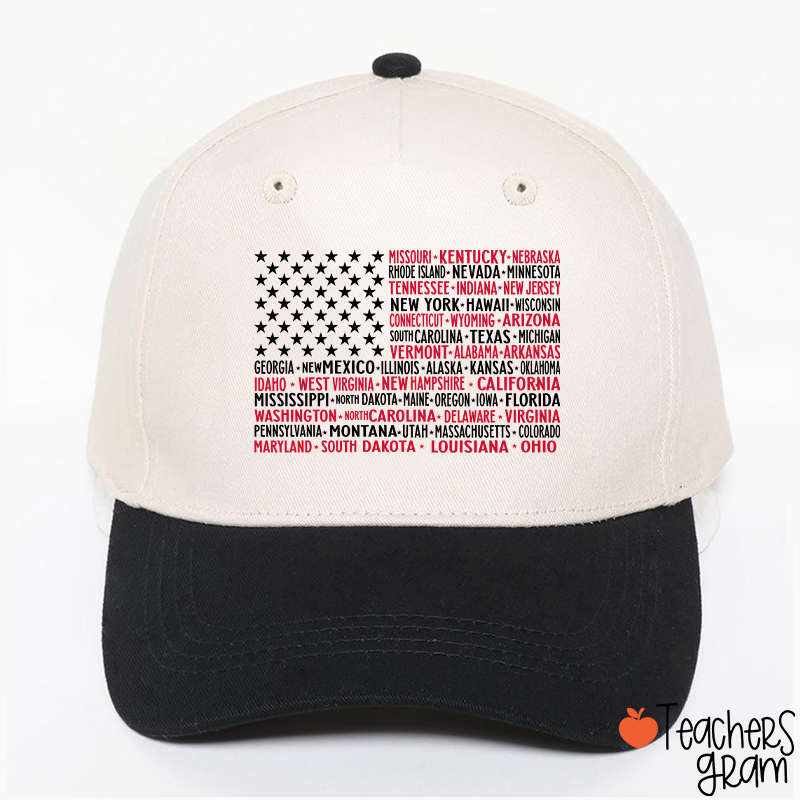 Vintage American Flag 4th Of July Teacher Baseball Cap