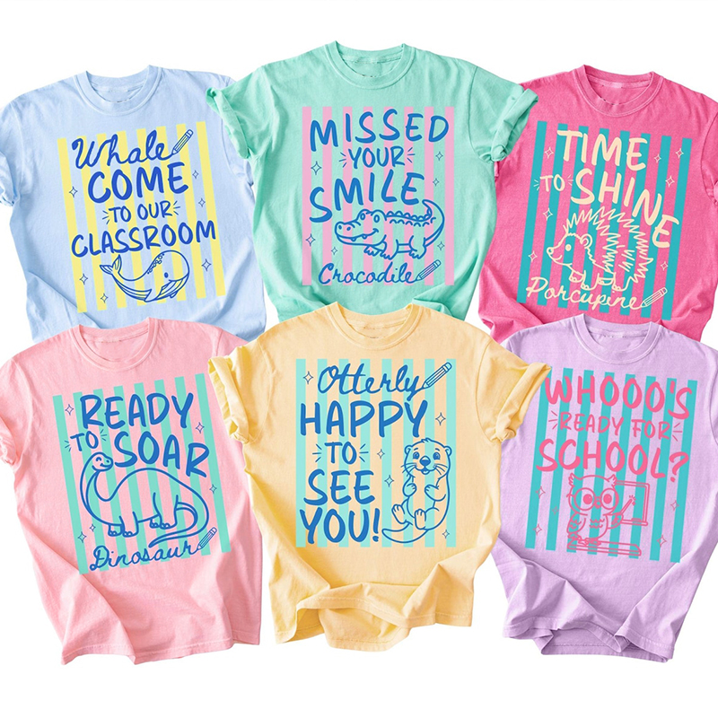 Personalized Missed Your Smile Crocodile Pink Stripe Teacher T-Shirt