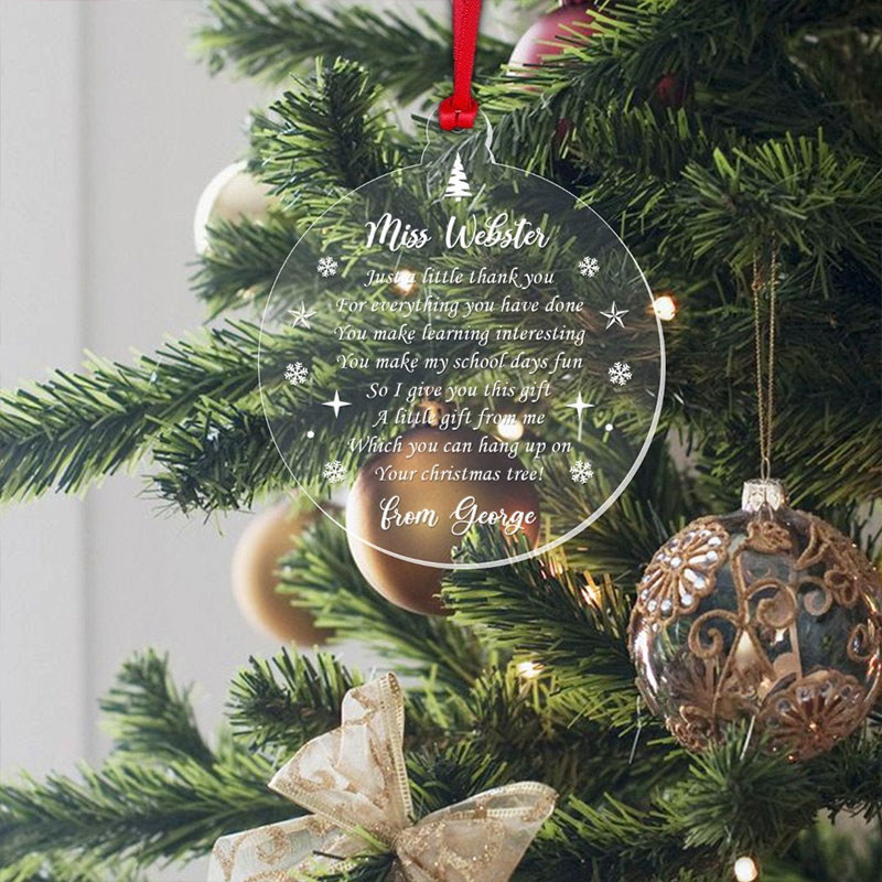 Personalised Name Christmas Bauble Teacher Acrylic Christmas Ornament