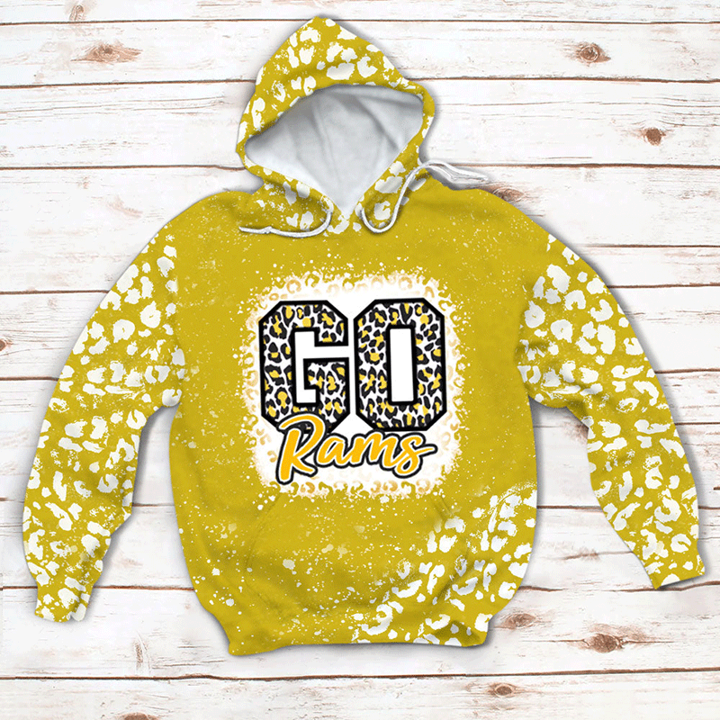 Personalized Leopard Go Mascot Teacher Printed Hooded Sweatshirt