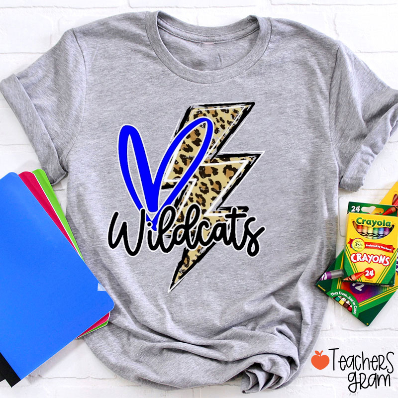 Personalized Mascot Leopard Lightning Love Heart Teacher T-Shirt