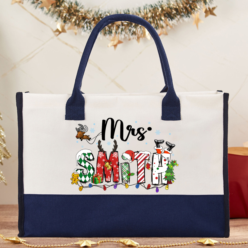 Personalized Christmas Is Coming Teacher Cotton Tote Bag