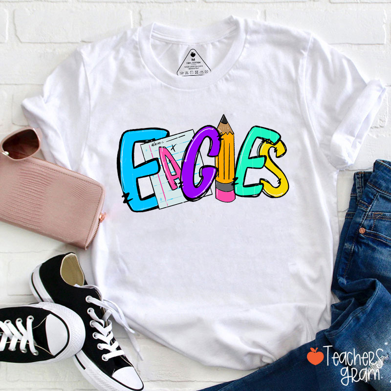 Personalized Mascot Pencil Notebook Study Stuff School Spirit Teacher T-Shirt