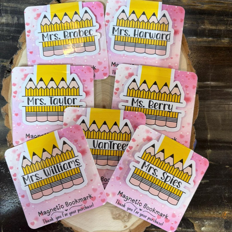 Personalized Pencil Name Teacher Magnetic Bookmark