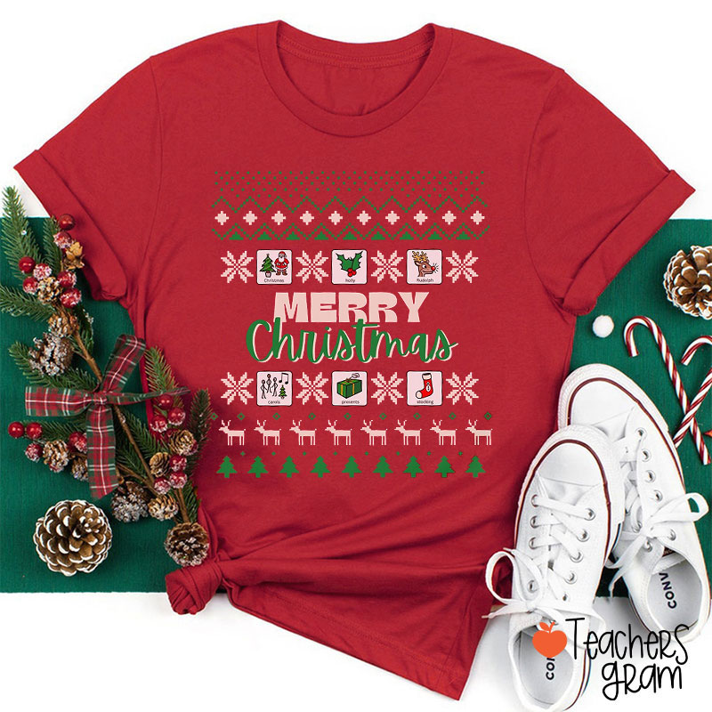 Merry Christmas Ugly Christmas Sweater Teacher T-Shirt