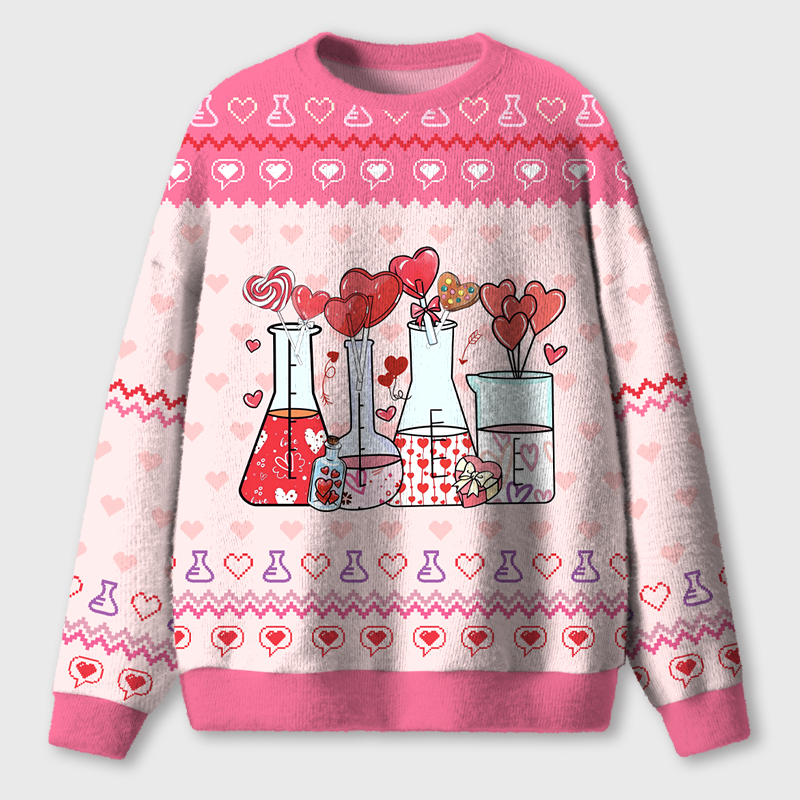 Love Valentine Science Teacher Ugly Fluffy Christmas Sweater